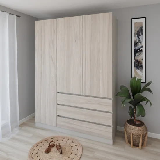 Dulap Smartex N15, 140x52x220 cm, Cașmir/Stejar Deschis