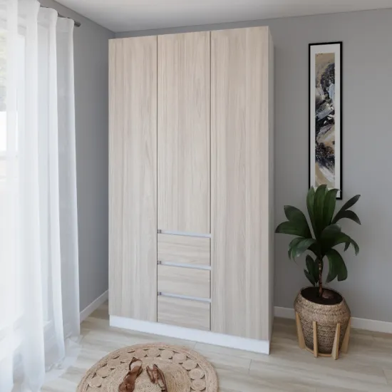 Dulap Smartex N16, 140x52x220 cm, Alb/Stejar Deschis