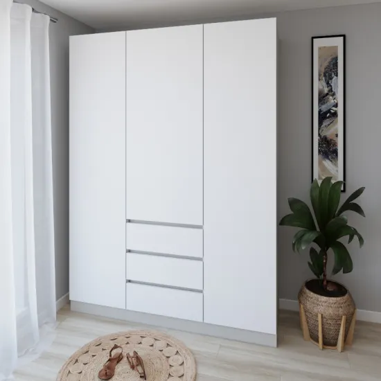 Dulap Smartex N16, 160x52x220 cm, Cașmir/Alb