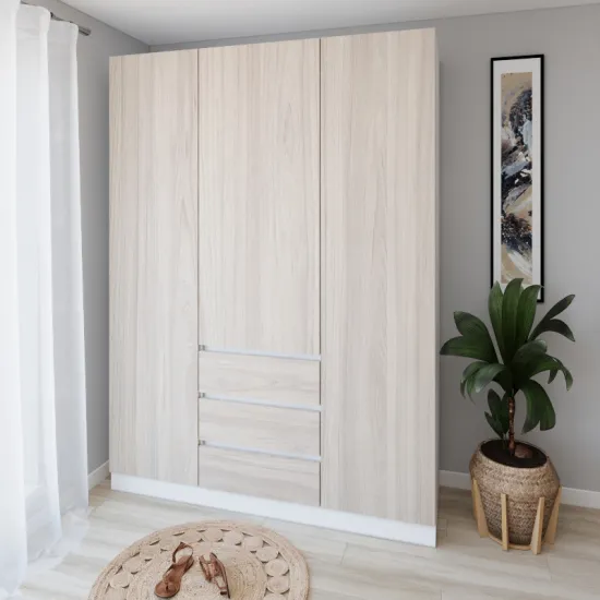 Dulap Smartex N16, 180x52x220 cm, Alb/Stejar Deschis