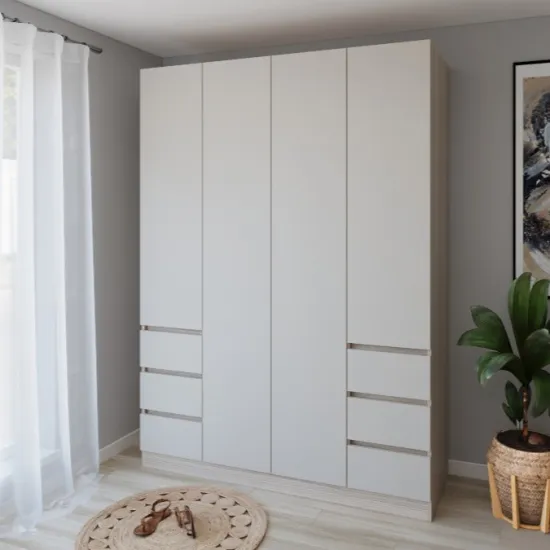 Dulap Smartex N17, 160x52x220 cm, Stejar Deschis/Casmir