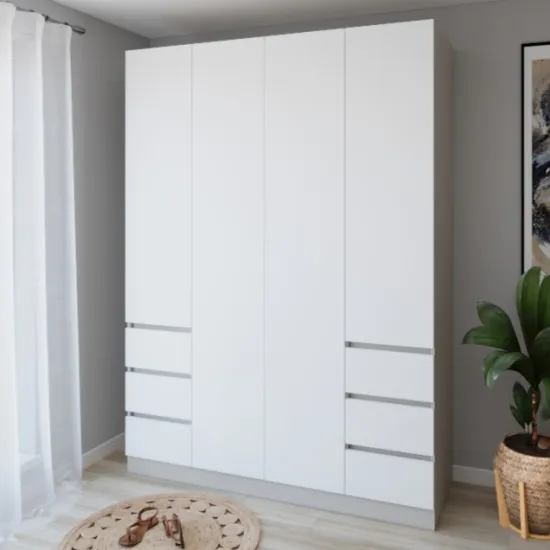 Dulap Smartex N17, 160x52x220 cm, Cașmir/Alb