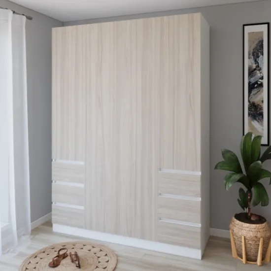 Dulap Smartex N17, 180x52x220 cm, Alb/Stejar Deschis