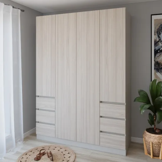 Dulap Smartex N17, 180x52x220 cm, Cașmir/Stejar Deschis