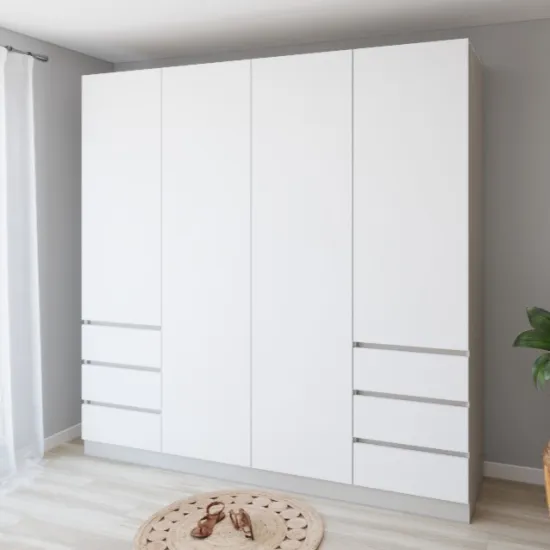 Dulap Smartex N17, 240x52x220 cm, Cașmir/Alb
