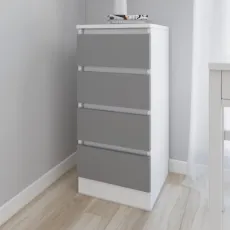 Comodă Smartex T1 cu 4 sertare, 40x43x90 cm, Alb/Grafit