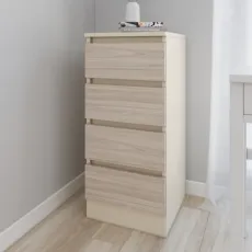 Comodă Smartex T1 cu 4 sertare, 40x43x90 cm, Ivory/Stejar Deschis
