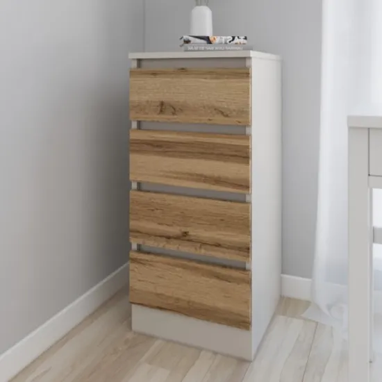 Комод Smartex T1 с 4 ящиками, 40x43x90 см, Кашемир/Дуб светлый