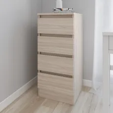 Comodă Smartex T1 cu 4 sertare, 40x43x90 cm, Stejar Deschis