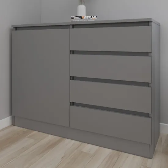 Комод Smartex T2 с 4 ящиками и полками, 80x42.5x90 см, Графит