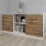 Comodă Smartex T3 cu 6 sertare și rafturi deschise, 120x42,5x80 cm, Alb/Stejar Închis