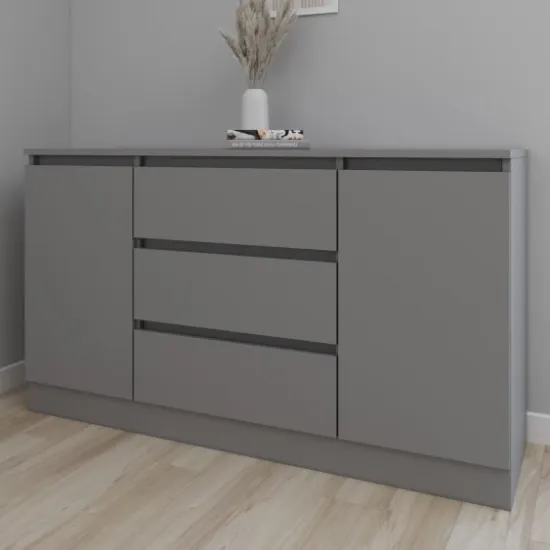 Комод Smartex T4 с 3 выдвижными ящиками, полками и боковыми шкафчиками, 100x42,5x80 см, Графит