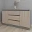 Comodă Smartex T4 cu 3 sertare, rafturi și dulapuri laterale, 100x42,5x80 cm, Grafit/Stejar Deschis