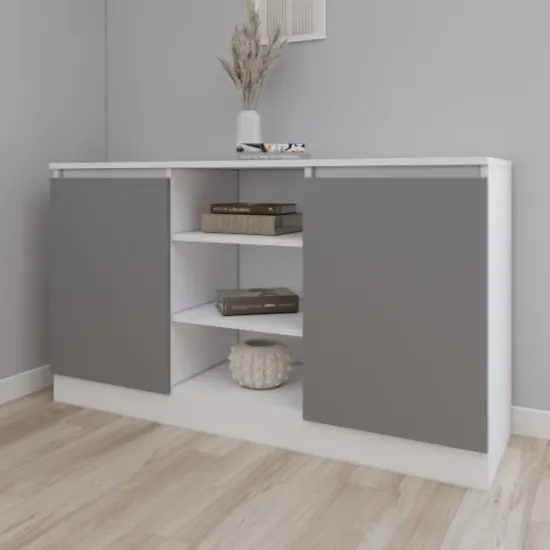 Comodă Smartex T5 cu rafturi, 120x42,5x80 cm, Alb/Grafit