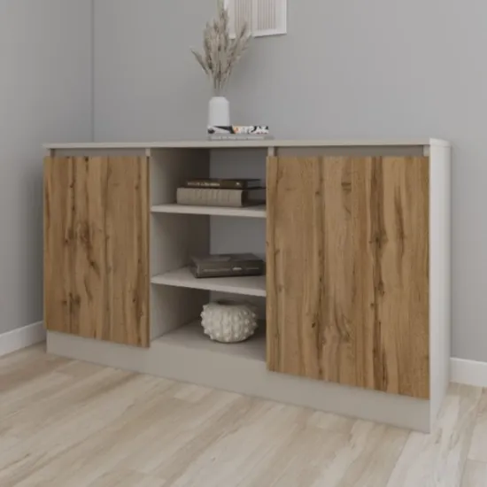 Комод Smartex T5 с полками, 120x42,5x80 см, Кашемир/Дуб Тёмный