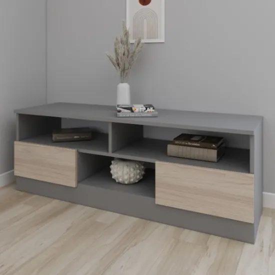 Comoda TV Smartex T6, 100x42,5x50 см, Grafit/Stejar Deschis
