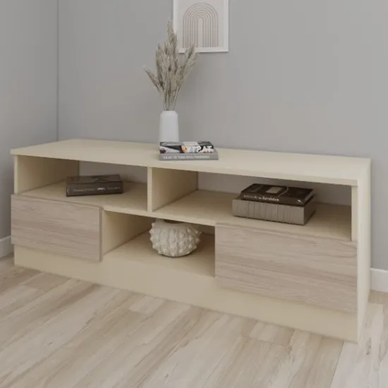 Тумба под ТВ Smartex T6, 120x42,5x50 см, Слоновая кость/Дуб Светлый
