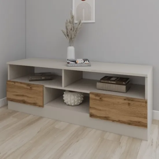 Comoda TV Smartex T6, 140x42,5x50 см, Cașmir/Stejar Închis
