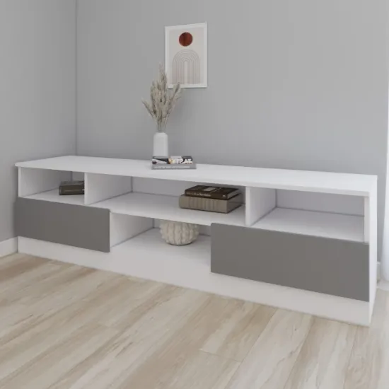 Тумба под ТВ Smartex T6, 160x42,5x50 см, Белый/Графит
