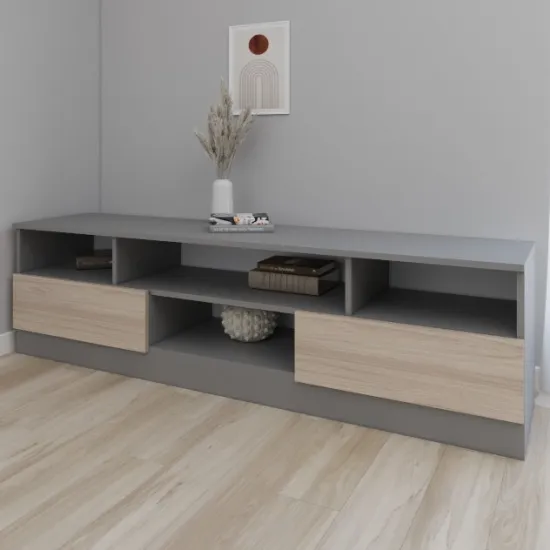 Тумба под ТВ Smartex T6, 180x42,5x50 см, Графит/Дуб Светлый