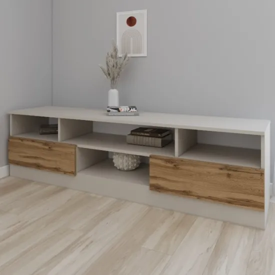 Тумба под ТВ Smartex T6, 180x42,5x50 см, Кашемир/Дуб Тёмный