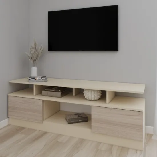 Comoda TV Smartex T9, 160x40x55 см, Ivory/Stejar Deschis