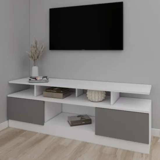 Тумба под ТВ Smartex Т9, 180x40x55 см, Белый/Графит