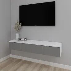 Тумба под ТВ Smartex Т10 навесная, 100x30x20 см, Белый/Графит