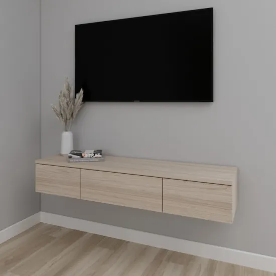 Тумба под ТВ Smartex Т10 навесная, 100x30x20 см, Дуб Светлый