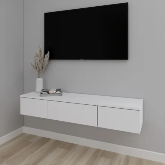 Comoda TV Smartex T10 suspendata, 120x30x20 см, Alb