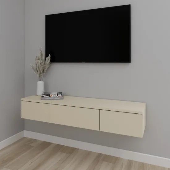 Тумба под ТВ Smartex Т10 навесная, 120x30x20 см, Слоновая кость