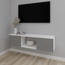Тумба под ТВ Smartex Т11 навесная, 140x30x30 см, Белый/Графит