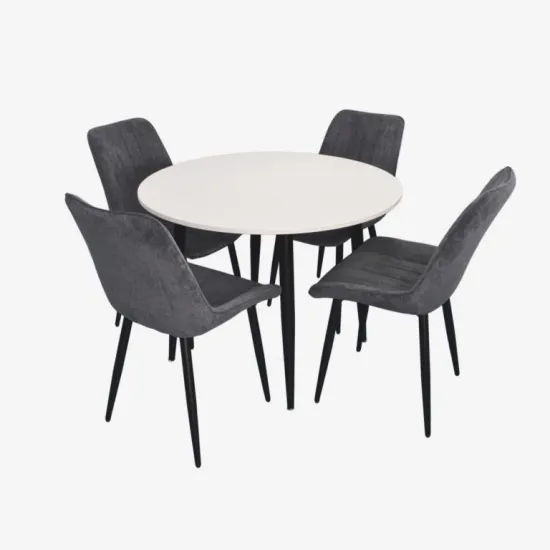 Set de sufragerie Evelin DT 402-3B + 4 YTC-055B, Davis Run Again90 (Grey)/Black