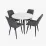 Set de sufragerie Evelin DT 402-3B + 4 YTC-055B, Davis Run Again90 (Grey)/Black