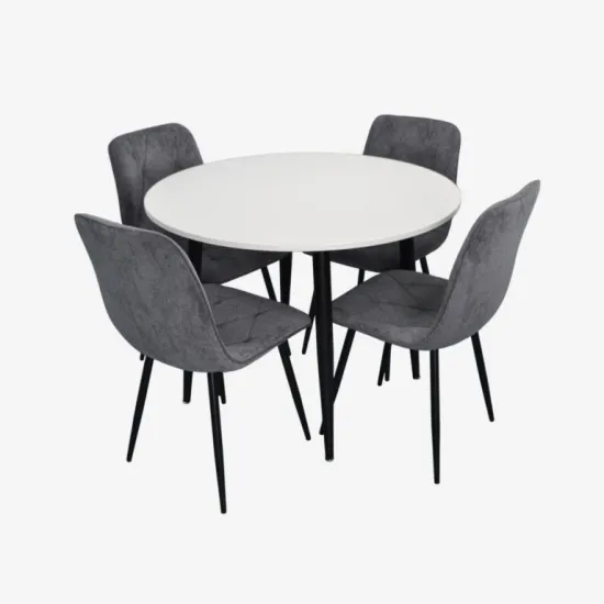 Set de sufragerie Evelin DT 402-3B + 4 YTC-080B, Davis Run Again90 (Grey)/Black
