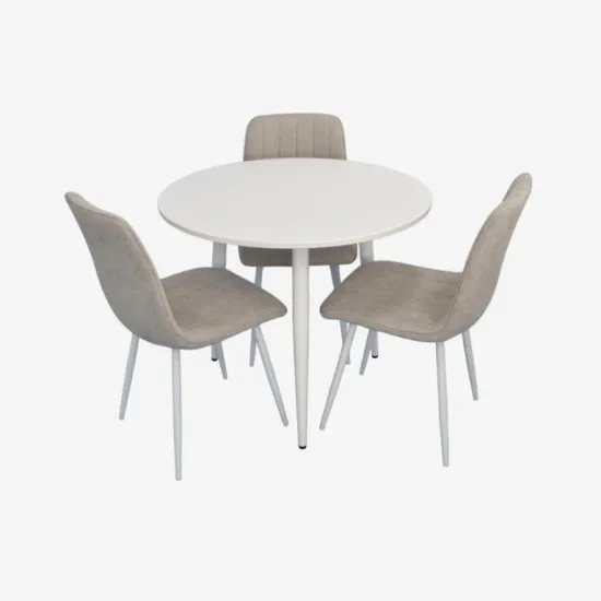 Set de sufragerie Evelin DT 404-5Wh + 3 YTC-078Wh, UF885-13 (Light Grey)