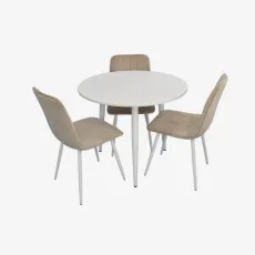 Set de sufragerie Evelin DT 404-5Wh + 3 YTC-078Wh, UF910-01 (Light beige)