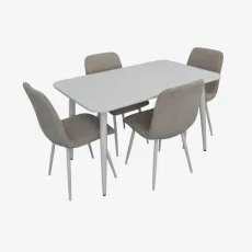 Обеденный набор Evelin DT 405-4 Wh + 4 YTC-078Wh, UF885-13 (Light grey)