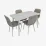 Set de sufragerie Evelin DT 405-4 Wh + 4 YTC-078Wh, UF885-13 (Light grey)