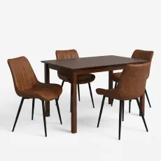 Обеденный набор Evelin GLORIA Burnish oak + 4 YT-004B, 970-5 Brick-red/Black