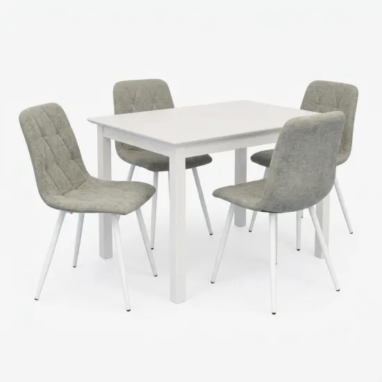 Обеденный набор Evelin GLORIA White + 4 YTC-080Wh, UF885-14 (Grey)