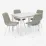 Обеденный набор Evelin GLORIA White + 4 YTC-080Wh, UF885-14 (Grey)
