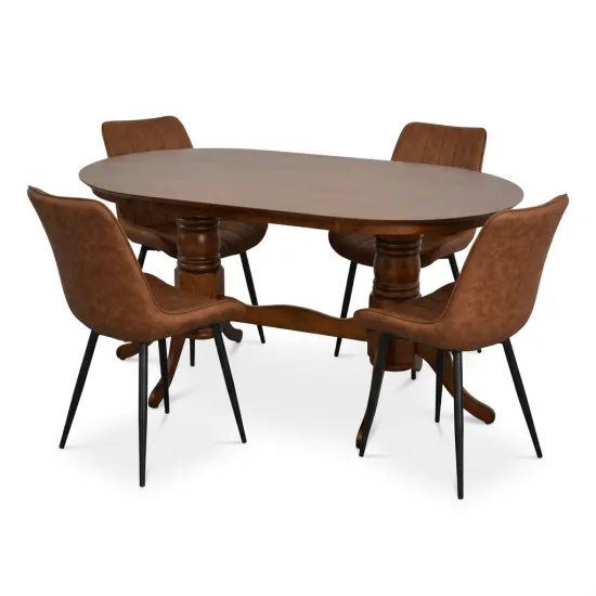 Set de sufragerie Evelin HV-24V Burnish oak + 4 YT-004B, 970-5 Brick-red/Black