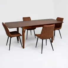 Обеденный набор Evelin HV-27V Burnish oak + 4 YT-004B, 970-5 Brick-red/Black