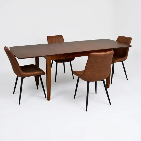 Set de sufragerie Evelin HV-27V Burnish oak + 4 YT-004B, 970-5 Brick-red/Black