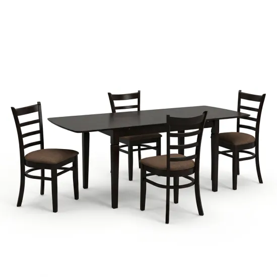 Set de sufragerie Evelin HV-27V Chocolate + 4 COCO, Chocolate/Ekea12 Dark Brown