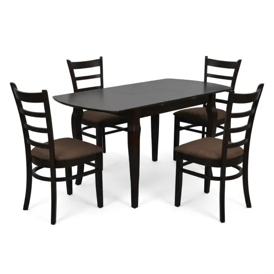 Set de sufragerie Evelin HV-29V Chocolate + 4 COCO, Chocolate/Ekea12 Dark Brown