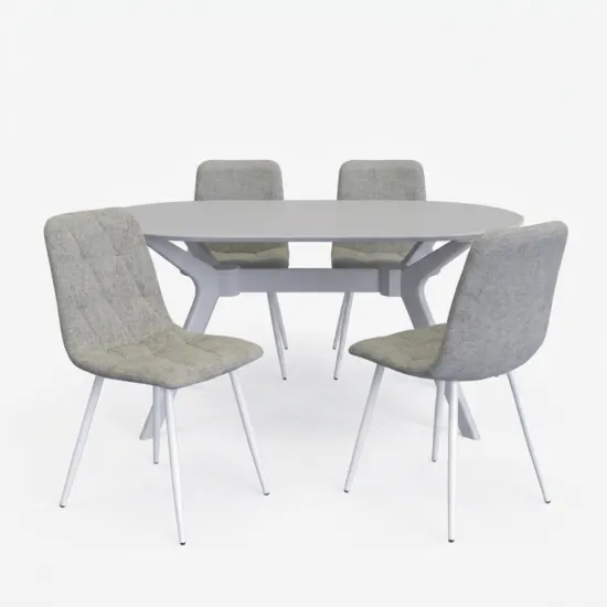Set de sufragerie Evelin Raffles Oval White + 4 YTC-080Wh, UF885-14 (Grey)