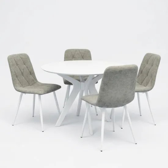 Set de sufragerie Evelin Raffles Round White + 4 YTC-080Wh, UF885-14 (Grey)