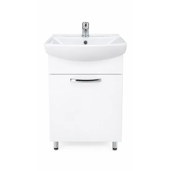 Dulap pentru lavoar Mashtab Agat (CL) 50 cm, pardoseală cu o usa, Alb